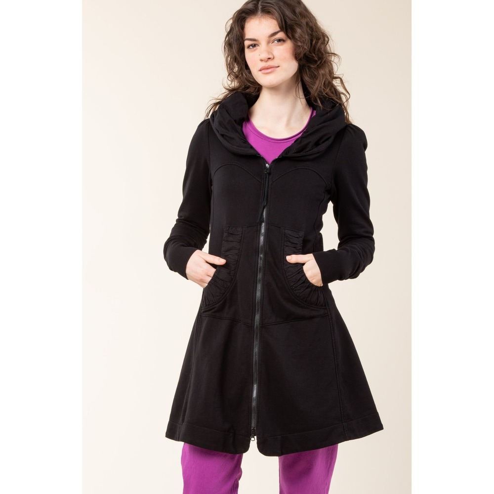 Prairie Underground Long Cloak Hoodie Black Organic Cotton Zip Up XS Whimsigoth